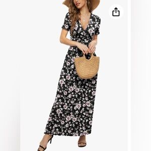 LILBETTER Deep V-Neck Wrap Waist Summer Dress